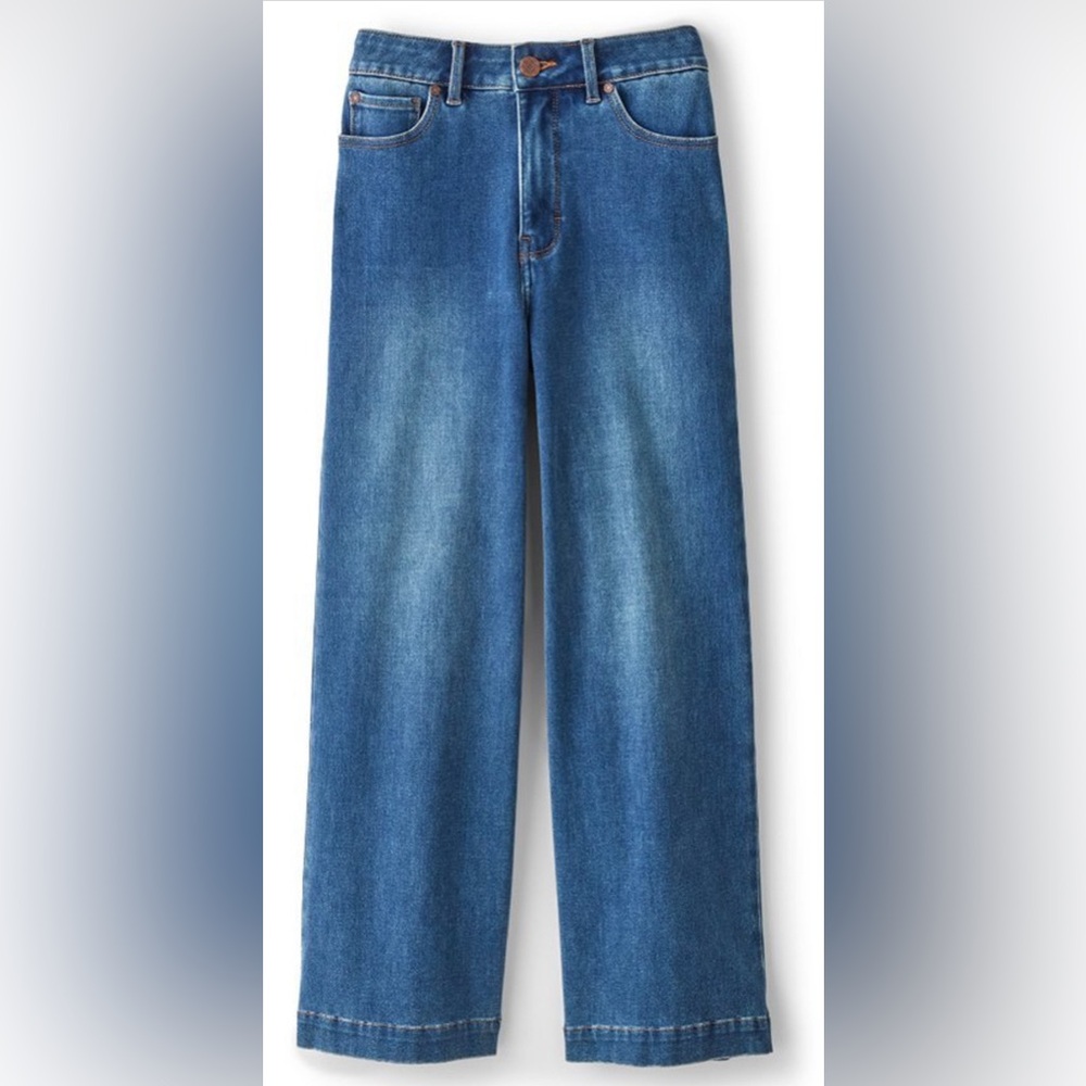 Soft Surroundings Ultimate Denim Wide Leg Crop Jeans NWT 16